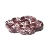 Close-up view of The Cloud Irregular Burgundy Marble Tray, showcasing its scalloped edges and polished stone surface