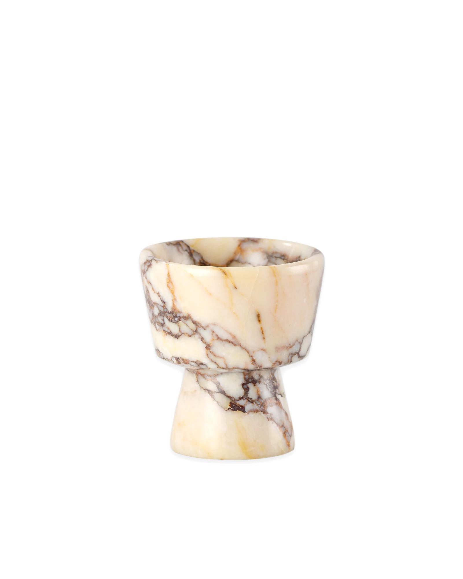 Handcrafted Calacatta Marble candle holder inspired by classic geometric shapes, a delicate and compact home decor piece