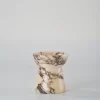 Handcrafted small Calacatta Marble candle holder in the shape of a torch, highlighting natural marble veins
