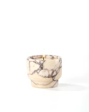 Elegant Calacatta Marble small candle holder, minimalist home accessory