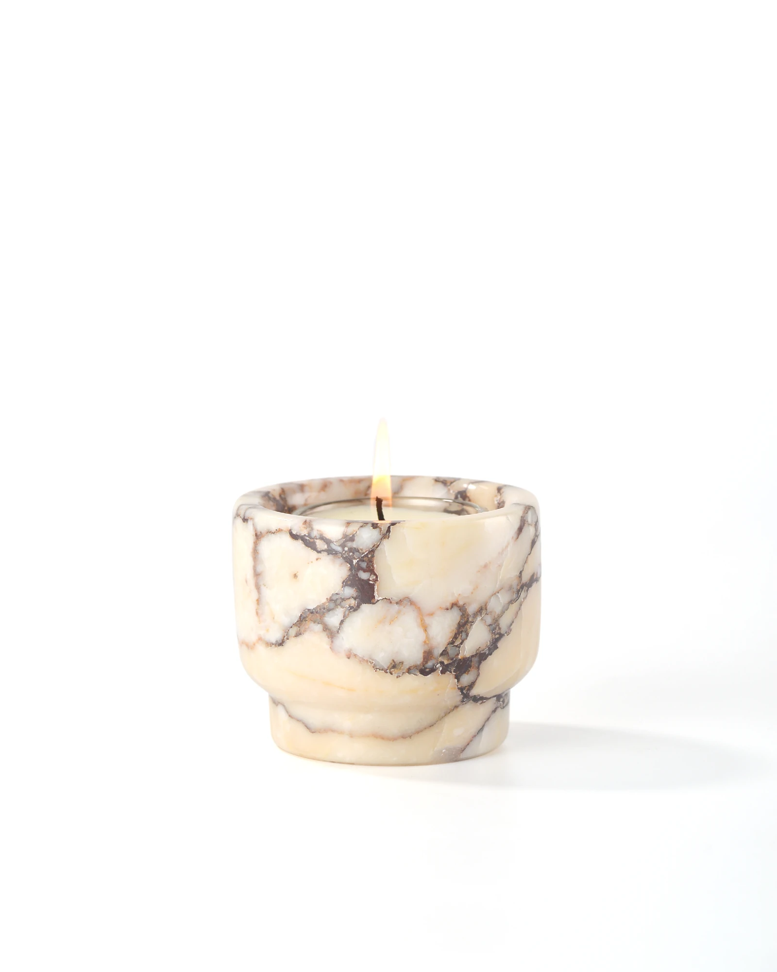 Elegant Calacatta Marble small candle holder, minimalist home accessory