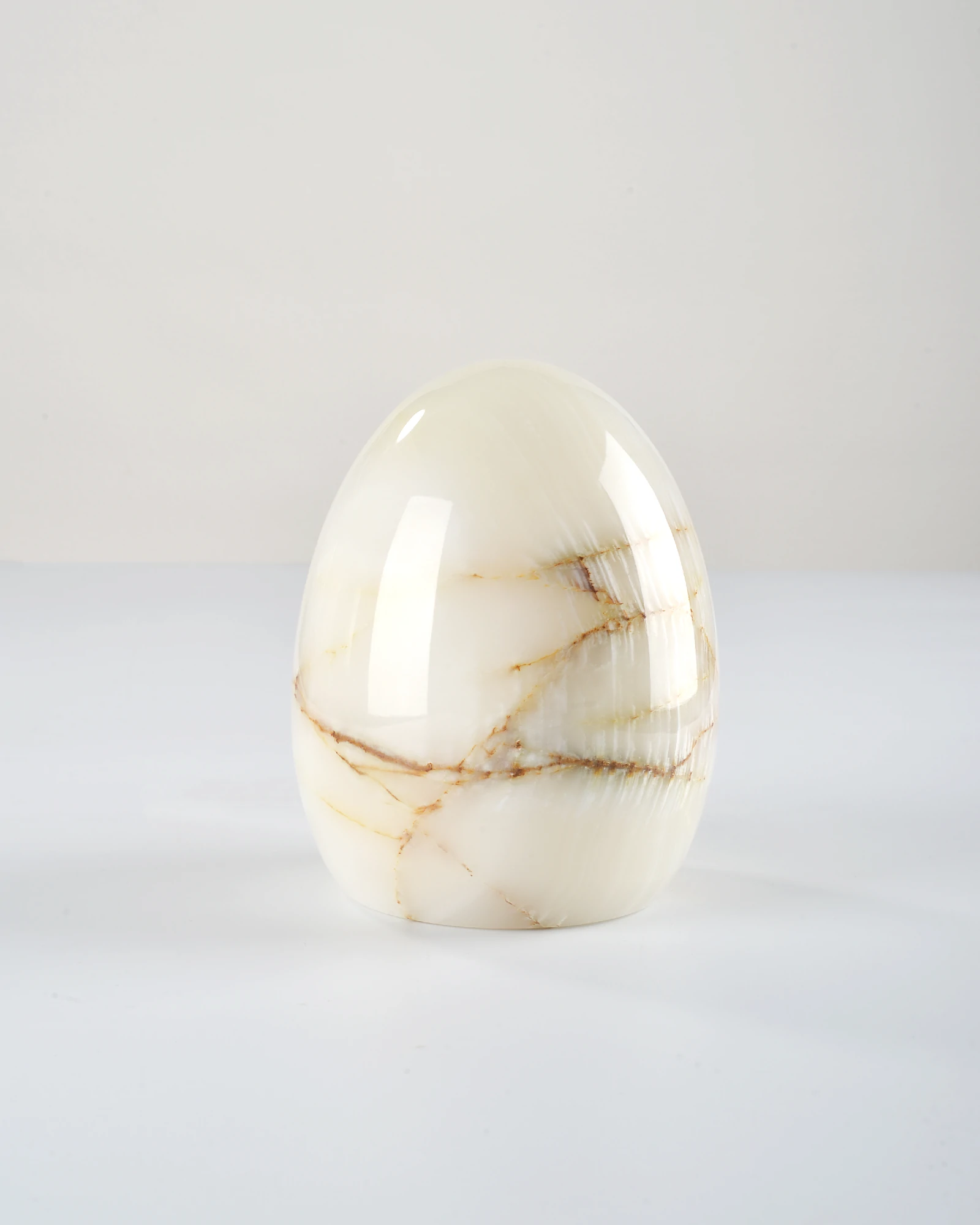 Egg-Shaped Onyx Tap Lamp – Unique Stone Table Light with Natural Patterns