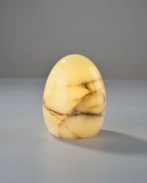 Egg-Shaped Onyx Tap Lamp – Unique Stone Table Light with Natural Patterns