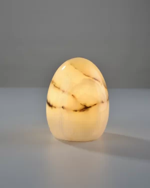 Egg-Shaped Onyx Stone Table Lamp – Illuminated Stone Veining