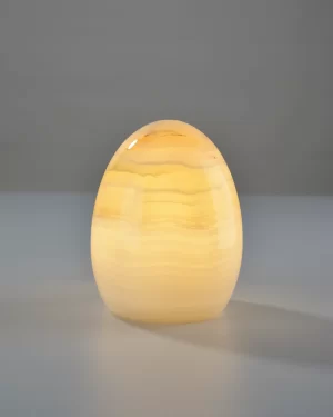 Egg-Shaped Onyx Lamp – Glowing Stone Lighting with Unique Patterns