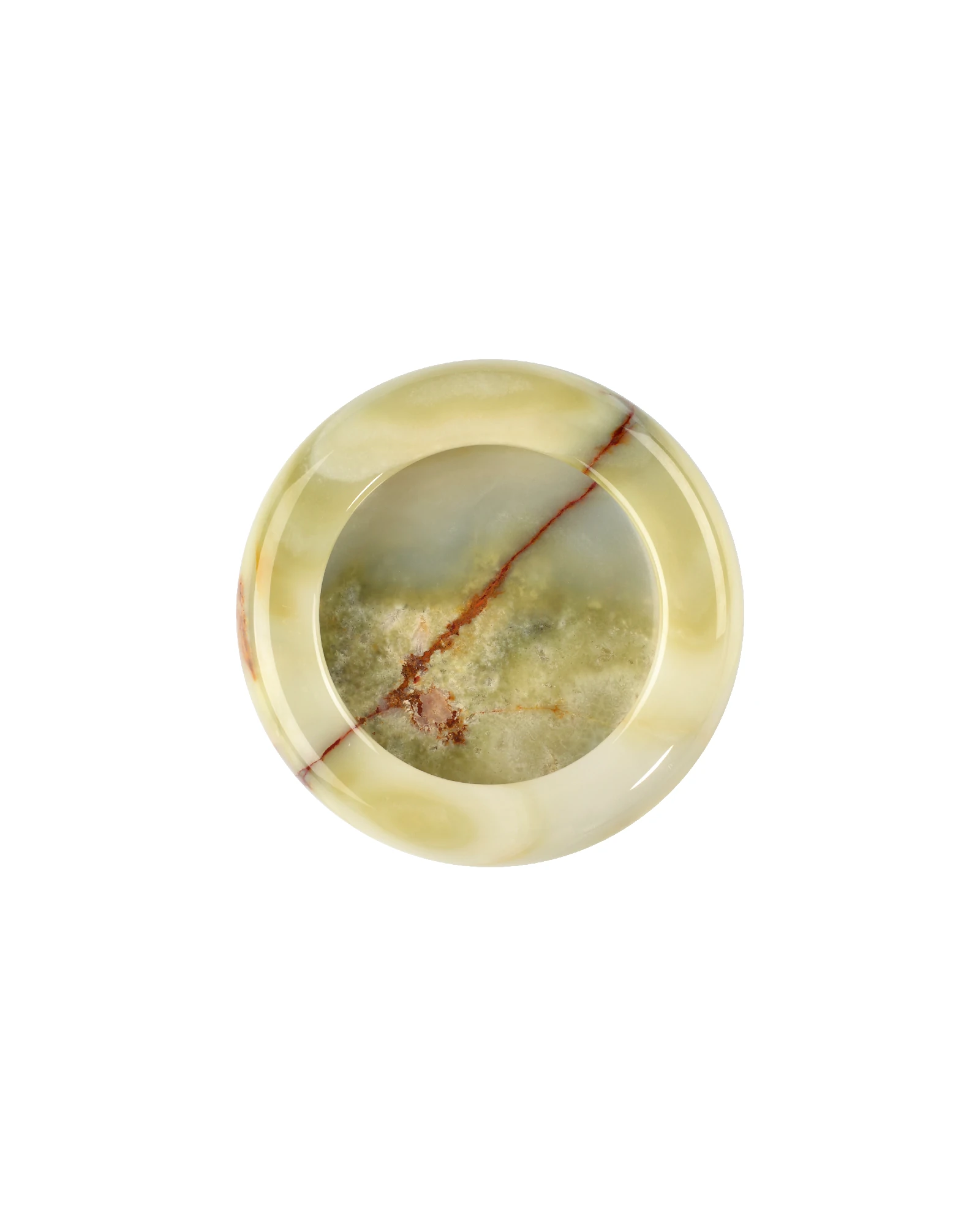 Polished Round Green Onyx Ashtray, smooth and elegant, perfect for cigar/cigarette smokers