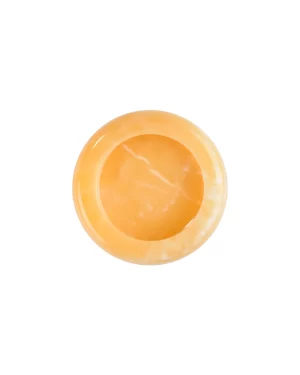 Classic Round Orange Onyx Ashtray with white veining, handcrafted and polished for cigar and cigarette smokers