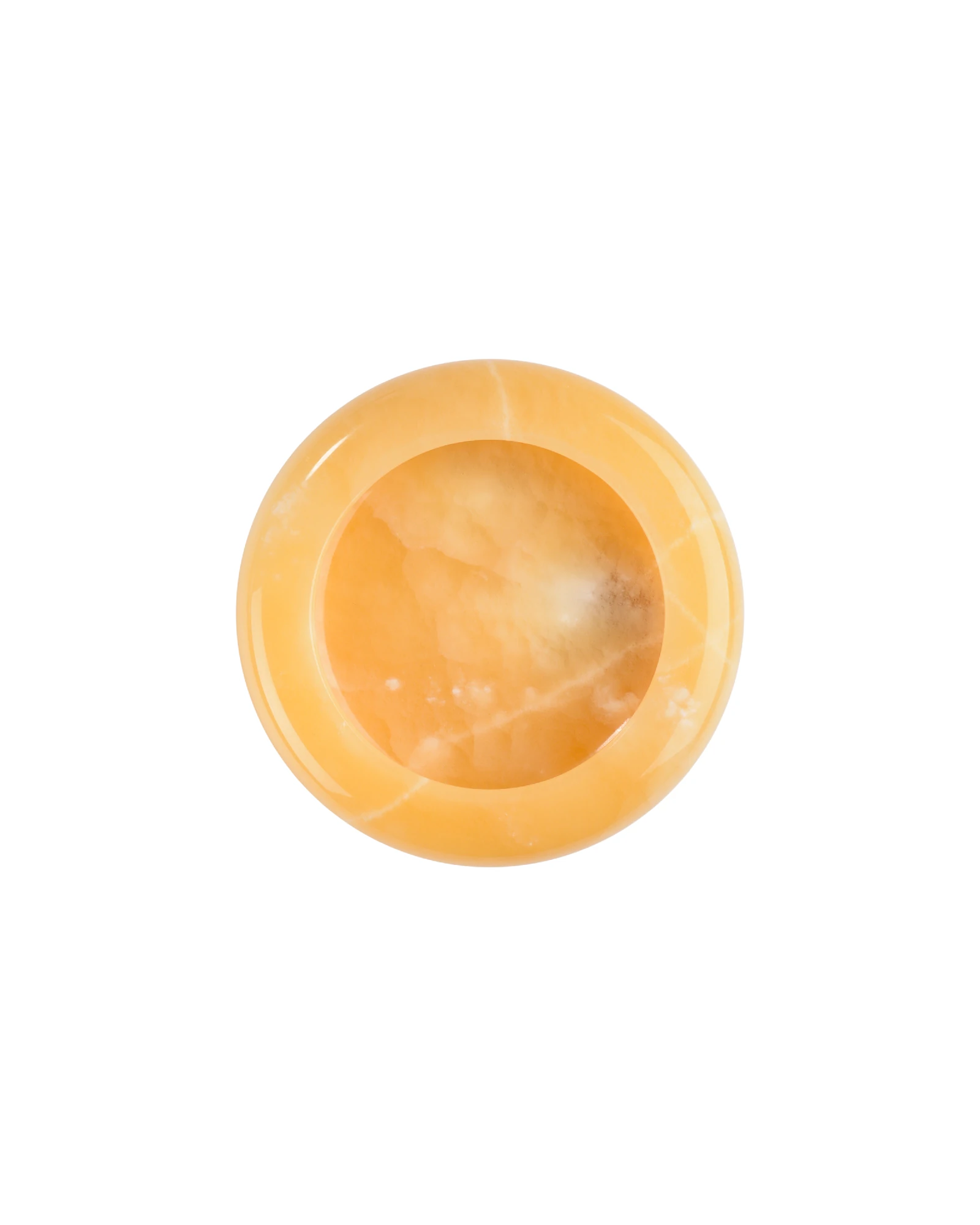 Handcrafted Round Orange Onyx Ashtray with natural white veins for cigar and cigarette use