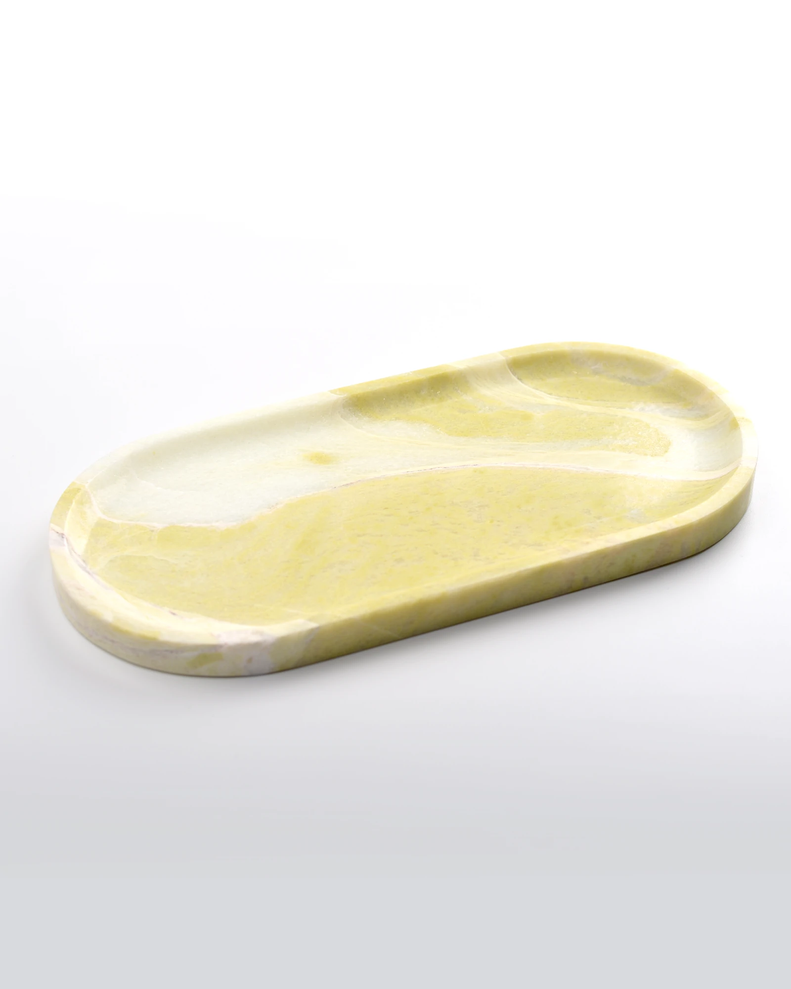 Oval Yellow Marble Tray, polished to perfection, with natural light finish