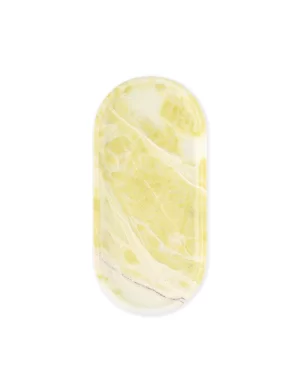 Smooth, handcrafted Oval Yellow Marble Tray with a light, polished finish