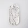 Oval White with Grey Veins Marble Tray with light-reflective polished finish