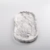 Oval White with Grey Veins Marble Tray, light-reflective polished finish