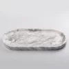 Oval White with Grey Veins Marble Tray, refined polished surface