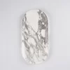 Oval White with Grey Veins Marble Tray with natural light finish and grey veins