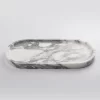 Light-polished oval White with Grey Veins Marble Tray, classic minimalist design