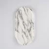 Natural oval White with Grey Veins Marble Tray, polished with light finish