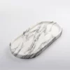 Smooth natural light-finish oval White with Grey Veins Marble Tray