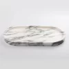 Hand-polished natural light-finish oval White with Grey Veins Marble Tray