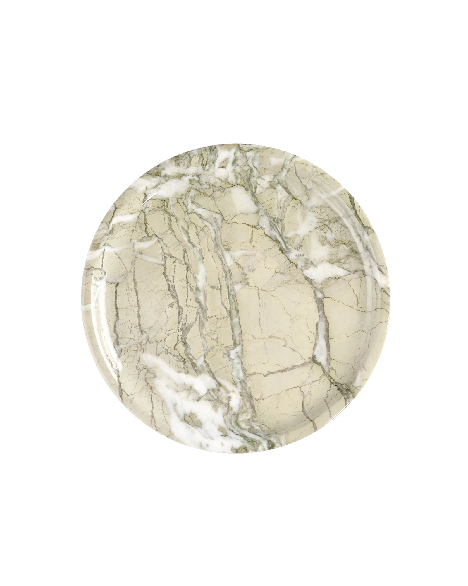 Simple and classic round light green marble tray with glaze finish