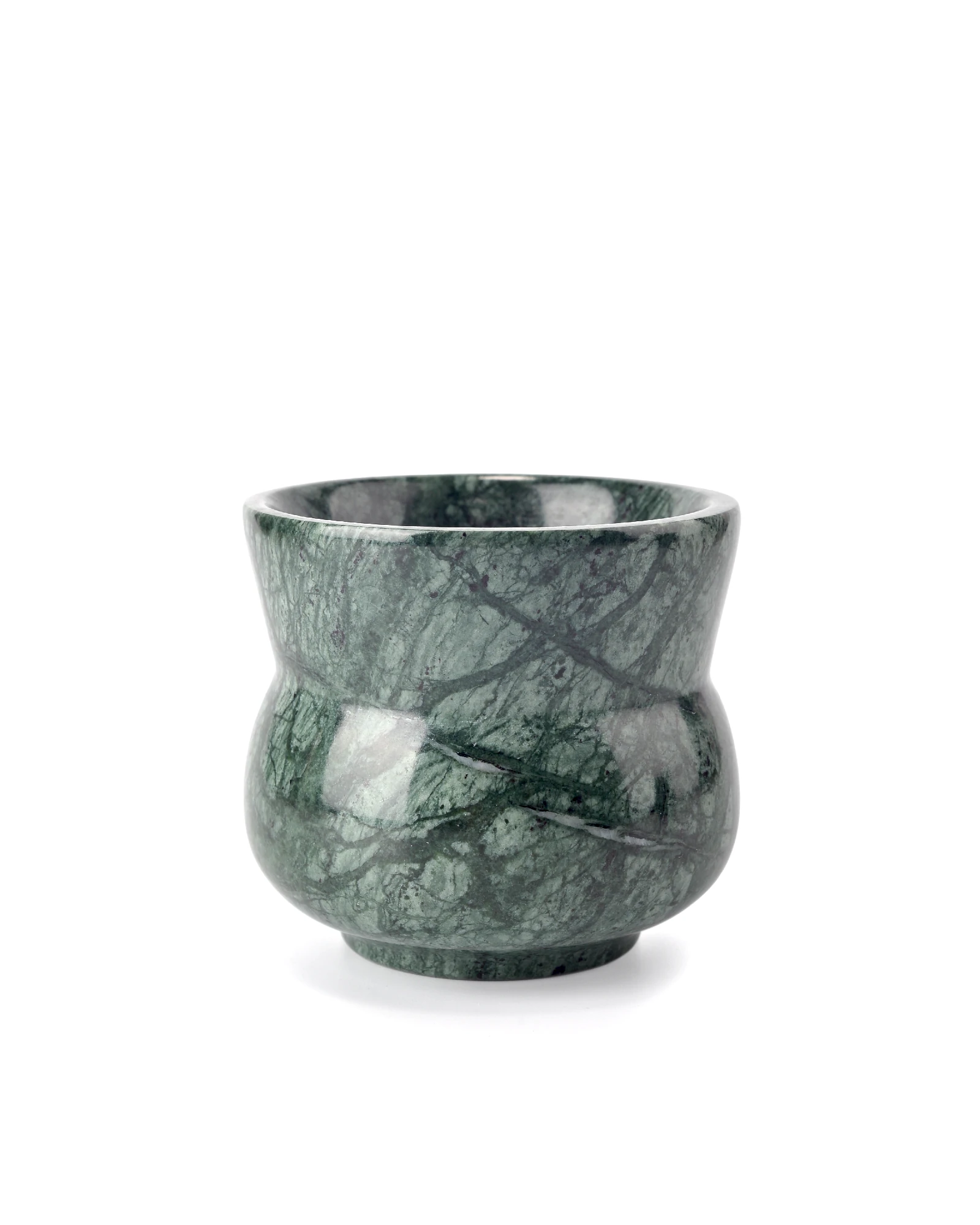 Elegant Indian Green Marble Coffee & Tea Cup with a smooth curved silhouette, adding a touch of luxury to any space