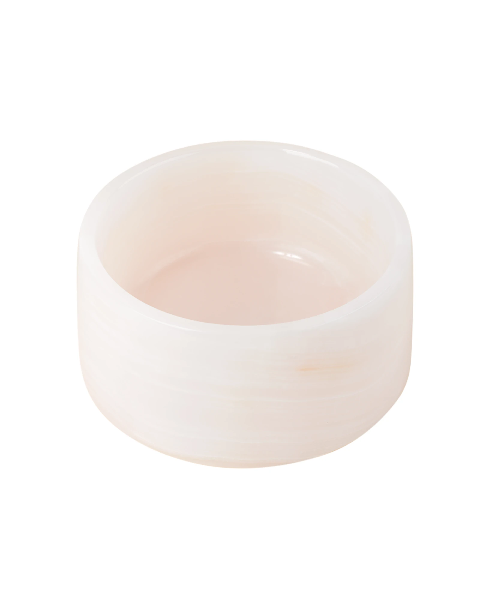 14.5cm x 6.5cm classic round Pink Onyx decorative bowl with soft white and yellow veining