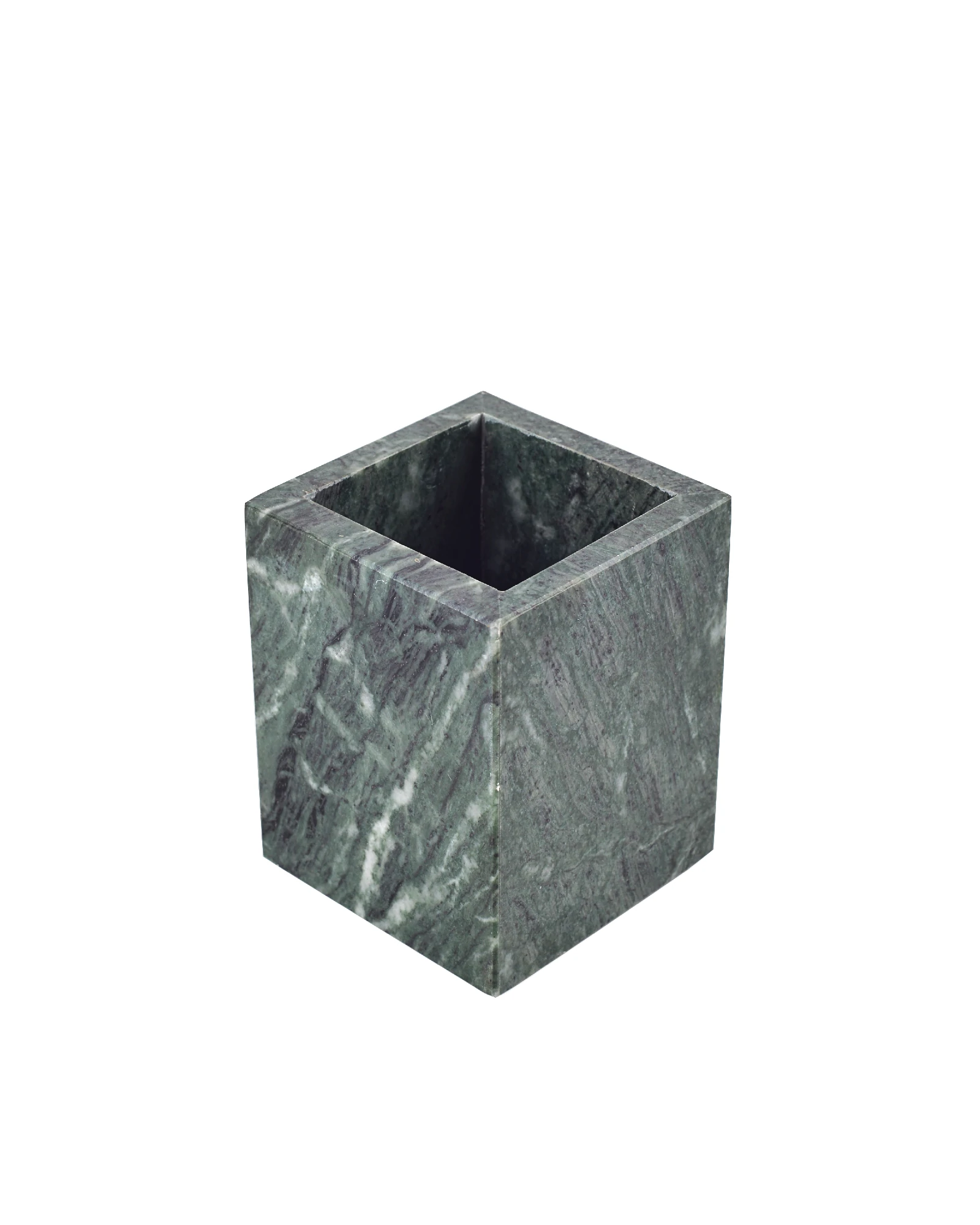 Green Marble Candle Holder in cuboid form on white background