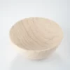 Top view of travertine round bowl showing striped natural stone patterns