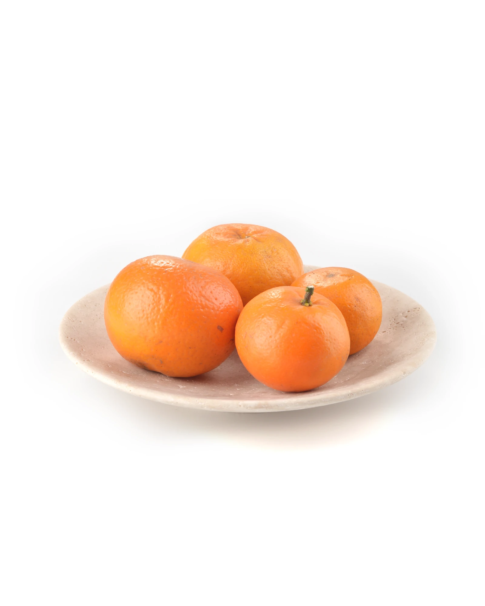 Italian Marble Travertine Round Plate with oranges, minimalist design