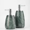 Two Indian Green Marble Soap Dispensers in tall and short sizes