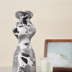 Black & White Marble Vase H25cm 'Dancer'