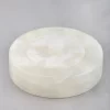 45-degree view of white onyx canister jar with rounded shape