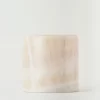 Close-up of Mini Yellow Onyx Table Lamp with white root-like veins