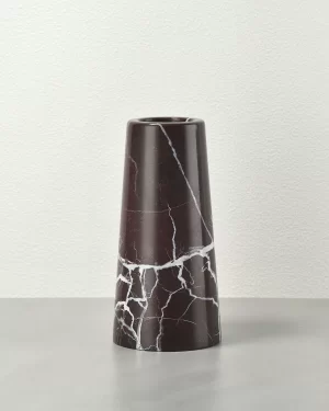 Burgundy Marble Vase 45-degree angle view