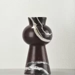 Burgundy Marble Vase H23cm