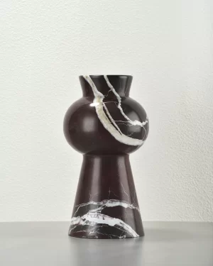 Burgundy Marble Vase front view