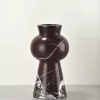 Burgundy Marble Vase 45-degree front view