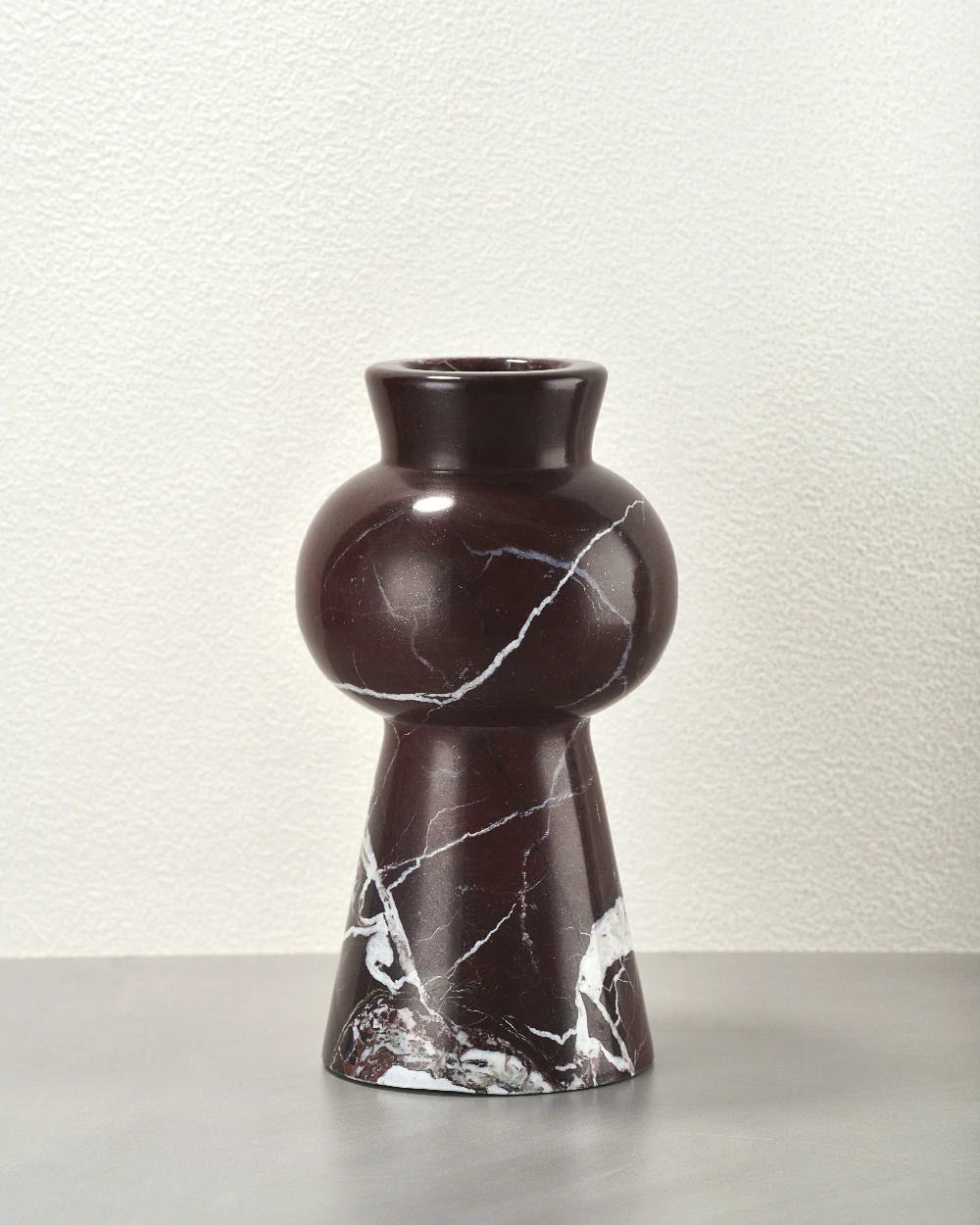 Burgundy Marble Vase 45-degree front view