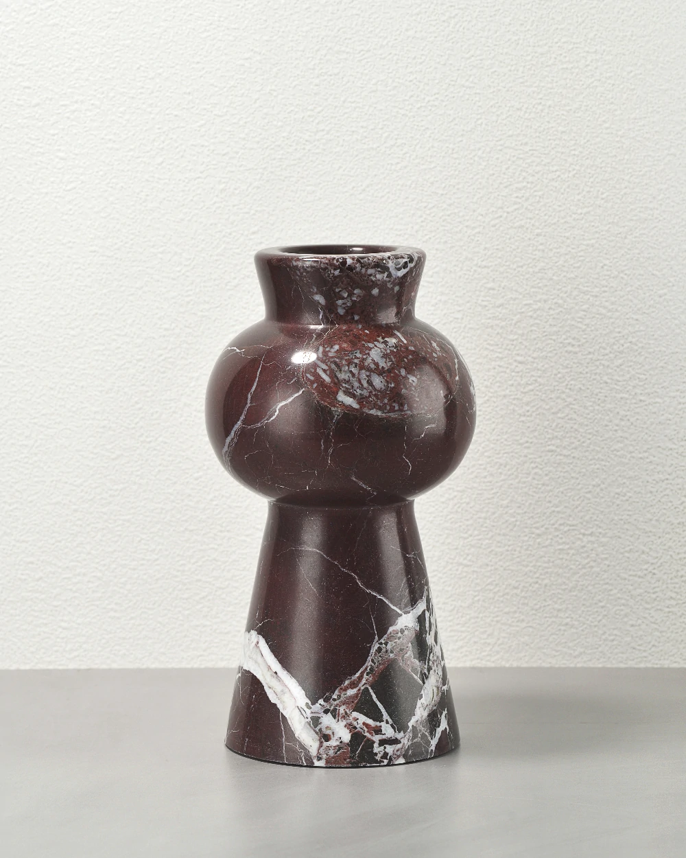 Burgundy Marble Vase Piece A front view