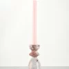 Vintage red marble candle holder styled with a taper candle