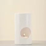 White Stone Candle Holder H14.5cm