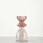 Vintage Red Marble Candle Holder H15cm