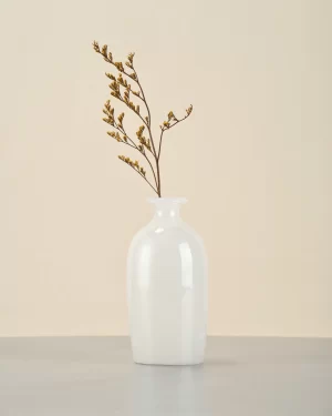 Mini White Onyx Vase front view with flower arrangement