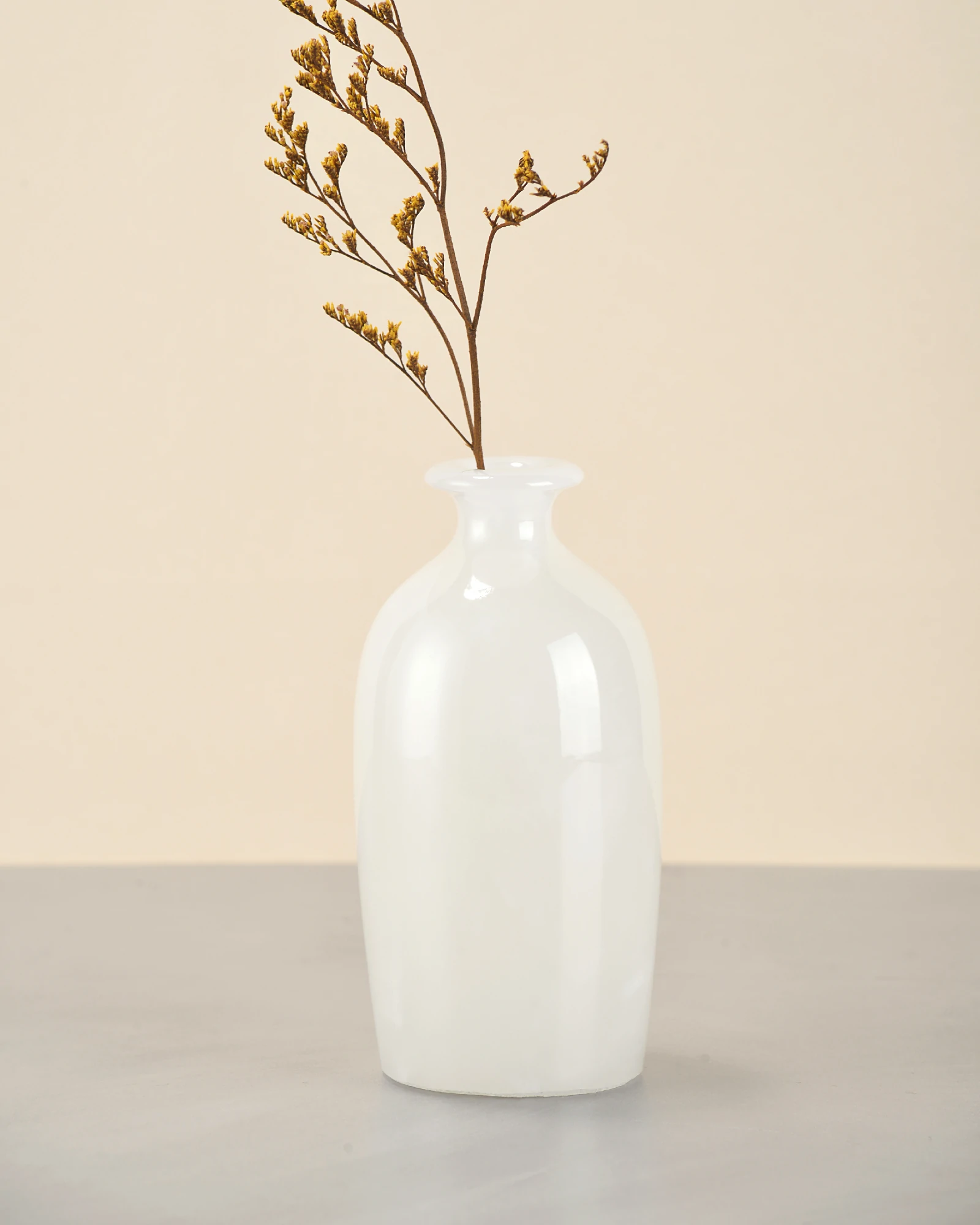 Mini White Onyx Vase at 45-degree angle with flowers