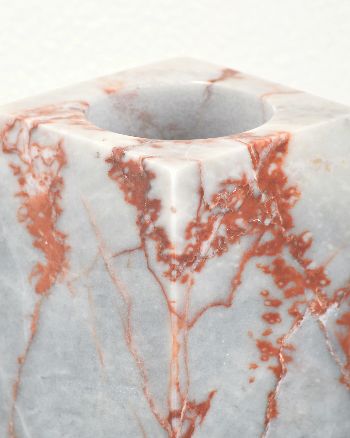 Vintage Red Marble Vase rim close-up