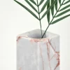 Vintage Red Marble Vase with artificial flower in rim
