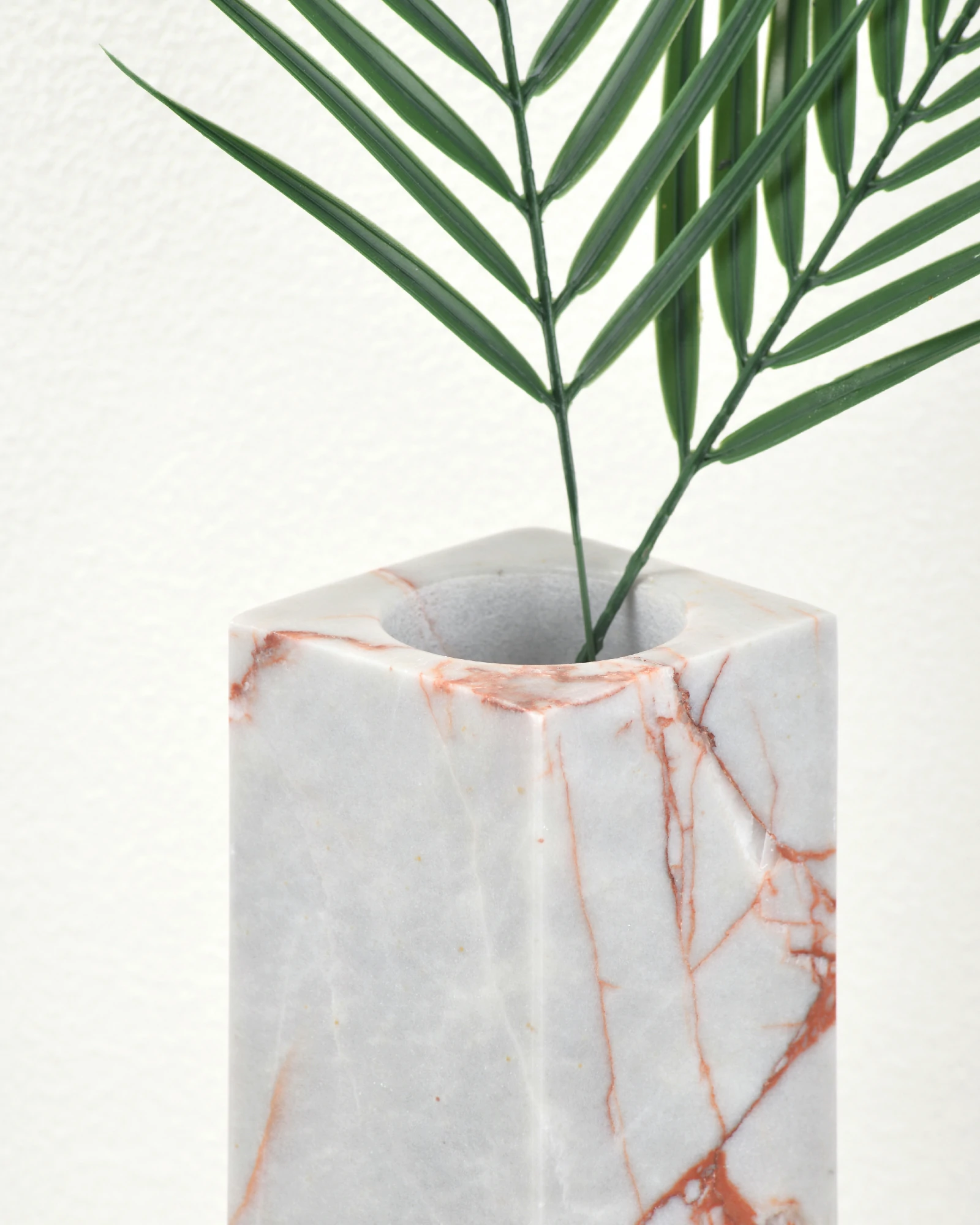 Vintage Red Marble Vase with artificial flower in rim