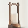 Side view of portable white onyx table lamp