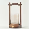 Portable white onyx table lamp right-side view