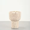 Travertine scented candle holder at 45-degree angle