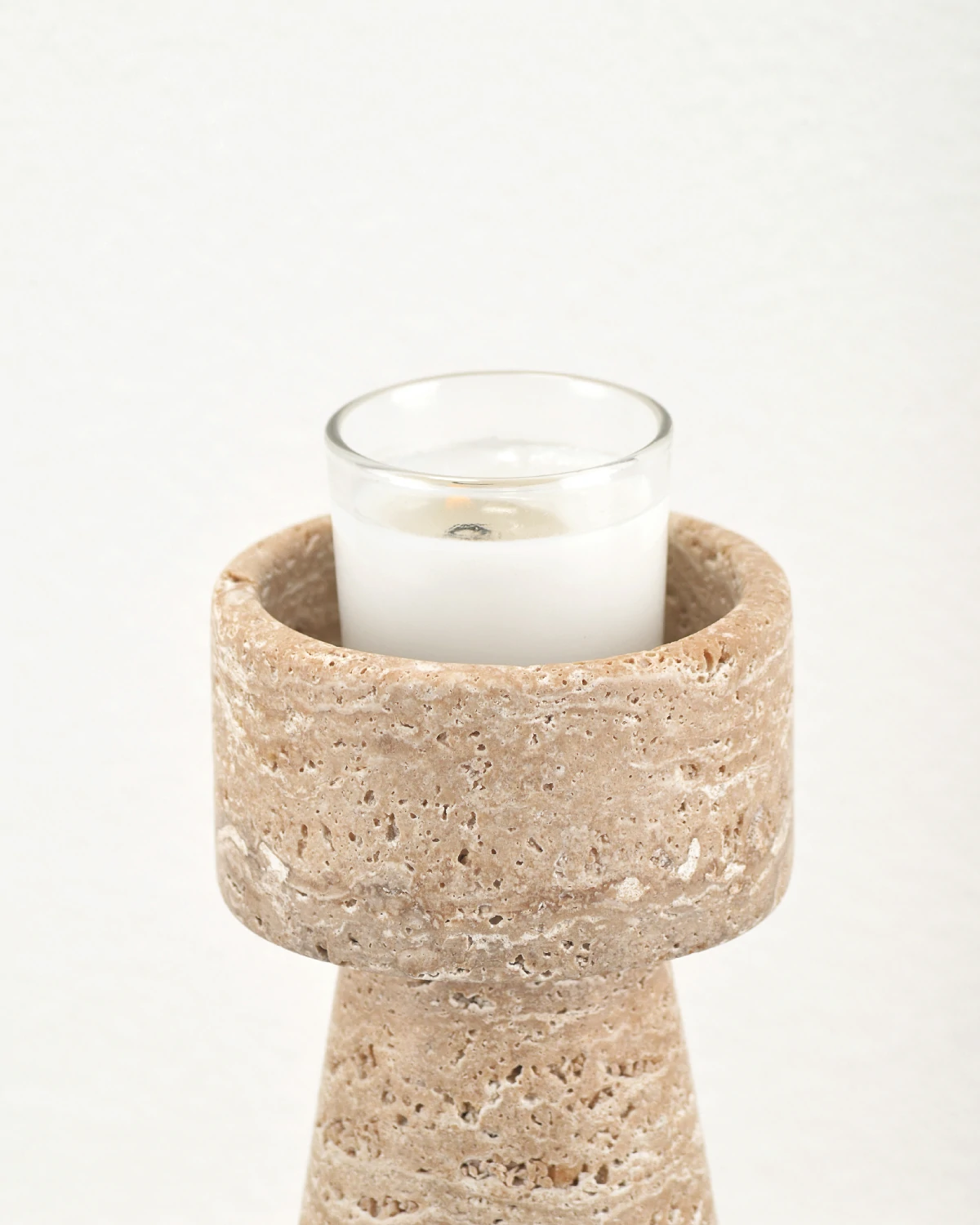 Travertine Candle Holder top section with aroma cup